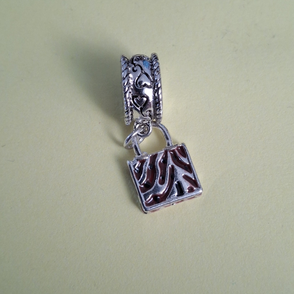 Purse Charm Silver Tone and Red Black Charm‎ Bracelet Charmsister Y2k Casual